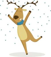 Deer rejoices in the snow vector