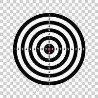 Target for shooting board. Circles and numbers for training in gun shooting sheet. Blank for game. Vector