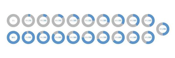 Circle percent diagram. Pie chart. Progress bar infographic set.  Vector illustration