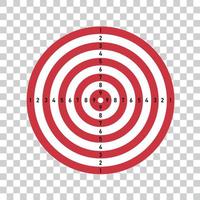 Target for shooting board. Circles and numbers for training in gun shooting sheet. Blank for game. Vector