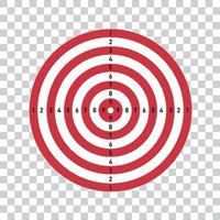 Target for shooting board. Circles and numbers for training in gun shooting sheet. Blank for game. Vector