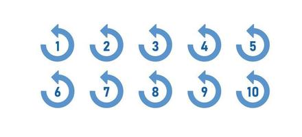 Numbers in circle arrow. Loading progress, reset process, remind concept. Vector