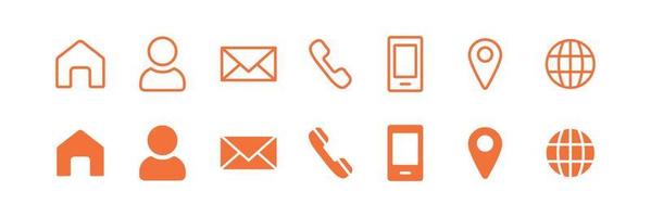 Set of business information line icon. Contacts for web. Support Service Profile symbol. Vector illustration