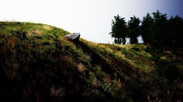 Beautiful panoramic landscape of the Pyrenees mountain valley photo