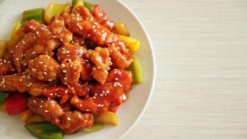fried crispy chicken with sweet and sour sauce in Korean style video