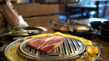 grilled pork and beef meat in Korean style or Korean BBQ video