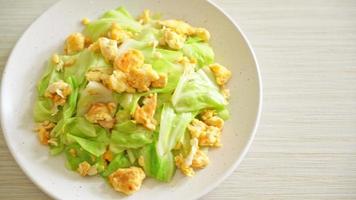 homemade stir-fried cabbage with egg on plate video