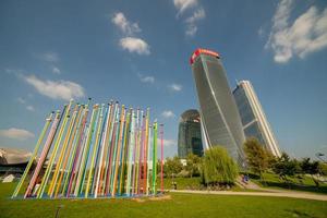 Milan Italy 8 September 2020 Sculpture in the new redeveloped district of the three towers of Milan. photo