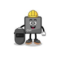 Mascot of keyboard control button as a welder vector