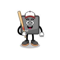 caricatura de la mascota del botón de control del teclado como jugador de béisbol vector