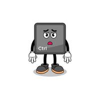 keyboard control button cartoon illustration with sad face vector