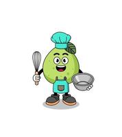 Illustration of guava as a bakery chef vector