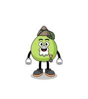 Character cartoon of guava as a veteran vector
