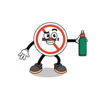 no smoking sign illustration cartoon holding mosquito repellent vector