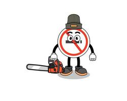 no smoking sign illustration cartoon as a lumberjack vector