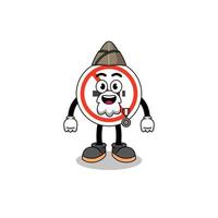 Character cartoon of no smoking sign as a veteran vector