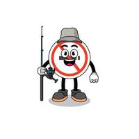 Mascot Illustration of no smoking sign fisherman vector