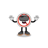 Illustration of no smoking sign with a vr headset vector