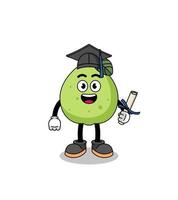 mascota de guayaba con pose de graduación vector