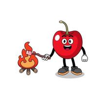 Illustration of cherry burning a marshmallow vector