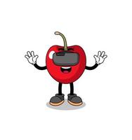 Illustration of cherry with a vr headset vector