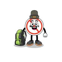 Illustration of no smoking sign mascot as a hiker vector