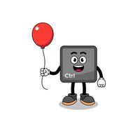 Cartoon of keyboard control button holding a balloon vector