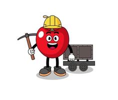 Mascot Illustration of cherry miner vector