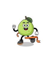 Mascot cartoon of guava running on finish line vector