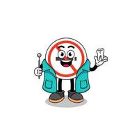 Illustration of no smoking sign mascot as a dentist vector