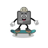 keyboard control button mascot playing a skateboard vector