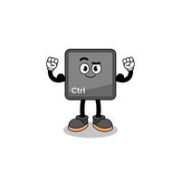 Mascot cartoon of keyboard control button posing with muscle vector