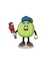guava illustration cartoon as a plumber vector