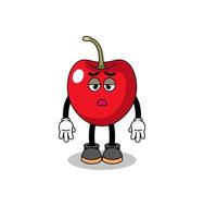 cherry cartoon with fatigue gesture vector