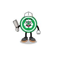 mascota del cartel de reciclaje como carnicero vector