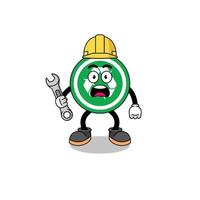 ilustración de personaje del signo de reciclaje con error 404 vector