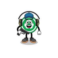 Character mascot of recycle sign doing shooting range vector