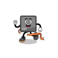 Mascot cartoon of keyboard control button running on finish line vector