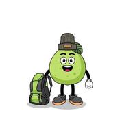 Illustration of guava mascot as a hiker vector