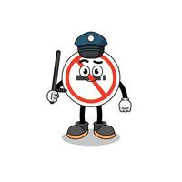 Cartoon Illustration of no smoking sign police vector