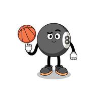 ilustración de bola de billar como jugador de baloncesto vector