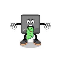 keyboard control button mascot cartoon vomiting vector