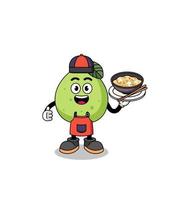 Illustration of guava as an asian chef vector