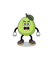 guava cartoon illustration with angry expression vector