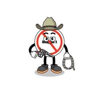 Character mascot of no smoking sign as a cowboy vector