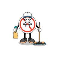 Character mascot of no smoking sign as a cleaning services vector