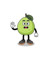 guava cartoon illustration doing stop hand vector