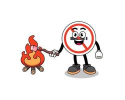 ilustración de un cartel de prohibido fumar quemando un malvavisco vector