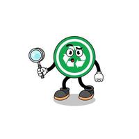 mascota de búsqueda de letreros de reciclaje vector