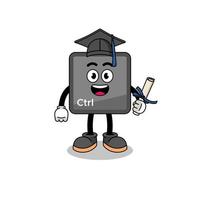 keyboard control button mascot with graduation pose vector